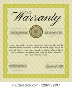 Yellow Warranty Certificate template. With quality background. Customizable, Easy to edit and change colors. Sophisticated design. 