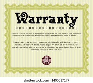 Yellow Warranty. With complex background. Detailed. Nice design. 