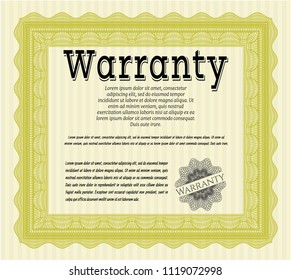 Yellow Warranty. Complex background. Vector illustration. Superior design. 