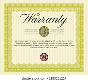 Yellow Warranty. Complex background. Vector illustration. Lovely design. 
