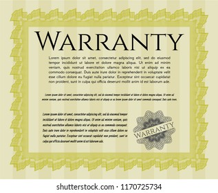 Yellow Warranty. With complex linear background. Elegant design. Vector illustration. 