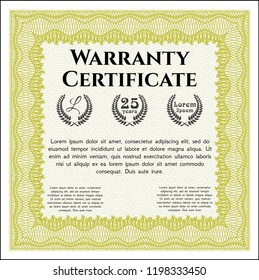 Yellow Warranty. With complex linear background. Detailed. Elegant design. 
