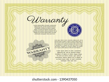 Yellow Warranty. With complex linear background. Customizable, Easy to edit and change colors. Elegant design. 