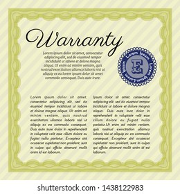 Yellow Warranty. With complex linear background. Detailed. Modern design. 