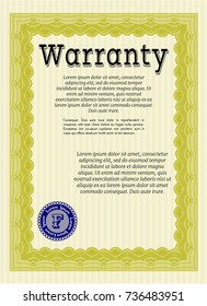 Yellow Warranty. With complex linear background. Good design. Customizable, Easy to edit and change colors. 