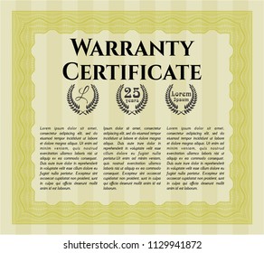 Yellow Warranty. Customizable, Easy to edit and change colors. With linear background. Money style design. 