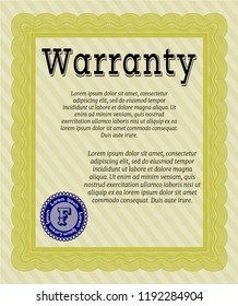 Yellow Warranty. Customizable, Easy to edit and change colors. With guilloche pattern. Money Pattern. 
