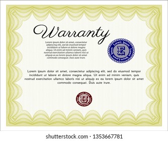 Yellow Warranty. Customizable, Easy to edit and change colors. Easy to print. Lovely design. 