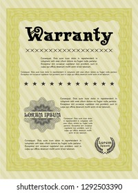 Yellow Warranty. Detailed. With guilloche pattern. Beauty design. 