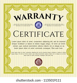 Yellow Warranty. Easy to print. Vector illustration. Money style design. 