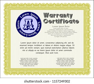 Yellow Warranty. Easy to print. Vector illustration. Elegant design. 