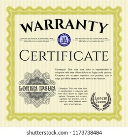 Yellow Warranty. Easy to print. Vector illustration. Money Pattern design. 