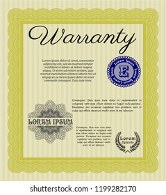 Yellow Warranty. Easy to print. Vector illustration. Perfect design. 