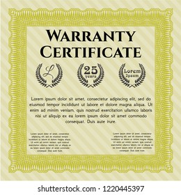 Yellow Warranty. Easy to print. Vector illustration. Superior design. 