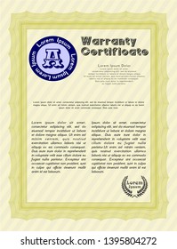 Yellow Warranty. With great quality guilloche pattern. Cordial design. Customizable, Easy to edit and change colors. 