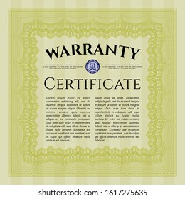 Yellow Warranty. With guilloche pattern and background. Customizable, Easy to edit and change colors. Elegant design. 