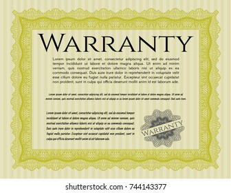 Yellow Warranty. With guilloche pattern. Customizable, Easy to edit and change colors. Modern design. 