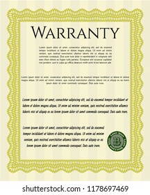 Yellow Warranty. With guilloche pattern. Detailed. Perfect design. 