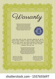 Yellow Warranty. With linear background. Customizable, Easy to edit and change colors. Money style design. 