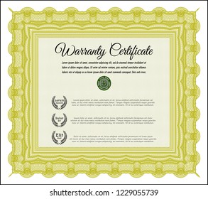 Yellow Warranty. With linear background. Sophisticated design. Detailed. 
