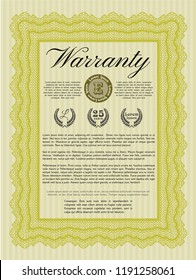Yellow Warranty. With linear background. Vector illustration. Lovely design. 