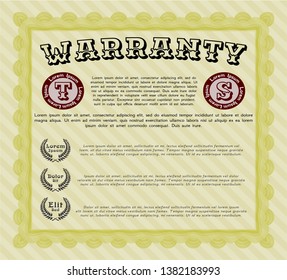 Yellow Warranty. Money design. Customizable, Easy to edit and change colors. With complex background. 