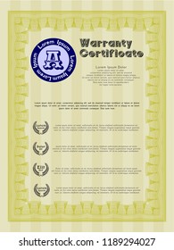 Yellow Warranty. Money Pattern design. Printer friendly. Detailed. 