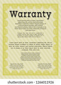 Yellow Warranty. Money style design. With background. Customizable, Easy to edit and change colors. 