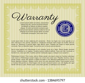 Yellow Warranty. Money style design. Detailed. Easy to print. 