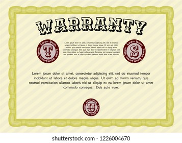 Yellow Warranty. Nice design. Vector illustration. Printer friendly. 