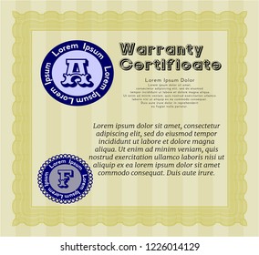 Yellow Warranty. Nice design. Vector illustration. With complex background. 
