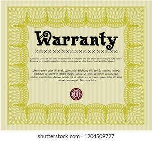 Yellow Warranty. Printer friendly. Artistry design. Vector illustration. 
