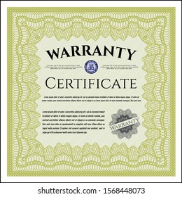 Yellow Warranty. Printer friendly. Detailed. Money Pattern. 