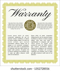 Yellow Warranty. Printer friendly. Vector illustration. Excellent design. 