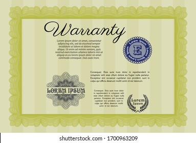 Yellow Warranty. With quality background. Perfect design. Detailed. 