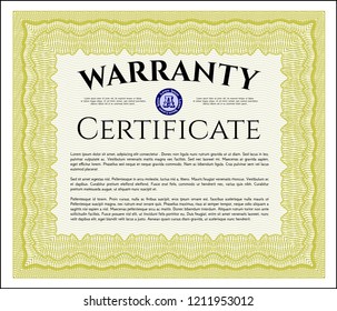 Yellow Warranty. With quality background. Vector illustration. Good design. 