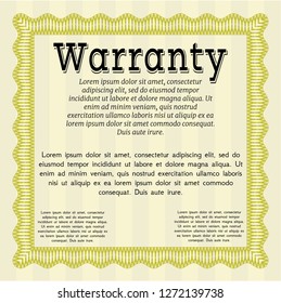 Yellow Warranty. Sophisticated design. Vector illustration. With complex background. 