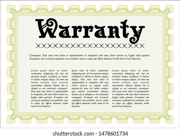 Yellow Warranty. Superior design. Detailed. Printer friendly. 