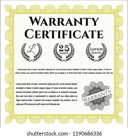 Yellow Warranty template. With background. Vector illustration. Money design. 