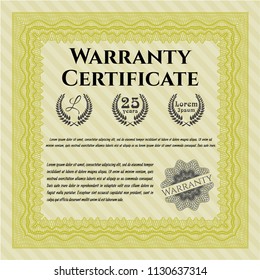 Yellow Warranty template. Complex background. Excellent design. Customizable, Easy to edit and change colors. 