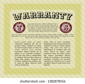 Yellow Warranty template. With complex background. Detailed. Beauty design. 