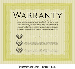  Yellow Warranty template. Cordial design. Customizable, Easy to edit and change colors. With guilloche pattern and background. 