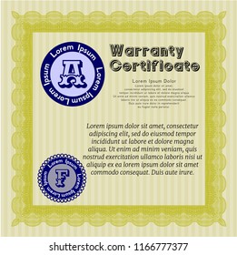 Yellow Warranty template. Customizable, Easy to edit and change colors. Printer friendly. Elegant design. 