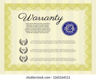 Yellow Warranty template. Customizable, Easy to edit and change colors. With background. Retro design. 