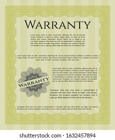 Yellow Warranty template. Detailed. Complex background. Good design. 