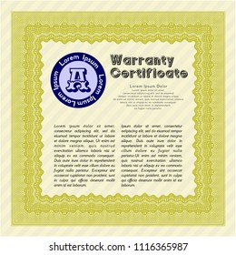 Yellow Warranty template. Excellent design. Customizable, Easy to edit and change colors. With complex background. 