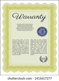 Yellow Warranty template. Excellent design. With quality background. Customizable, Easy to edit and change colors. 