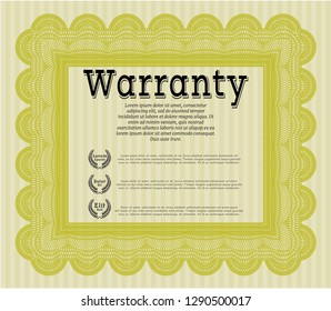Yellow Warranty template. With linear background. Vector illustration. Good design. 