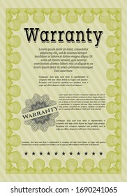 Yellow Warranty template. With linear background. Elegant design. Vector illustration. 