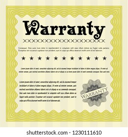 Yellow Warranty template. Money design. Customizable, Easy to edit and change colors. With background. 